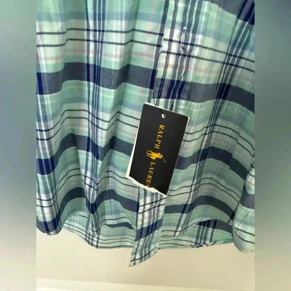 NWT Men’s Small Long Sleeve Button Down Shirt Ralph Lauren Blue Checkered Shirt - Picture 6 of 10